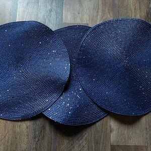 Blue Circle Sparkly Placemats - Set of 3